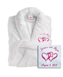 A Deluxe Terry cotton with CUSTOM HEART Embroidery bathrobe A Deluxe Terry cotton with CUSTOM HEART Embroidery bathrobe
